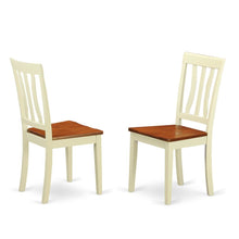 Solid Wood Antique Kitchen Dining Chairs, Buttermilk and Cherry, Set of 2