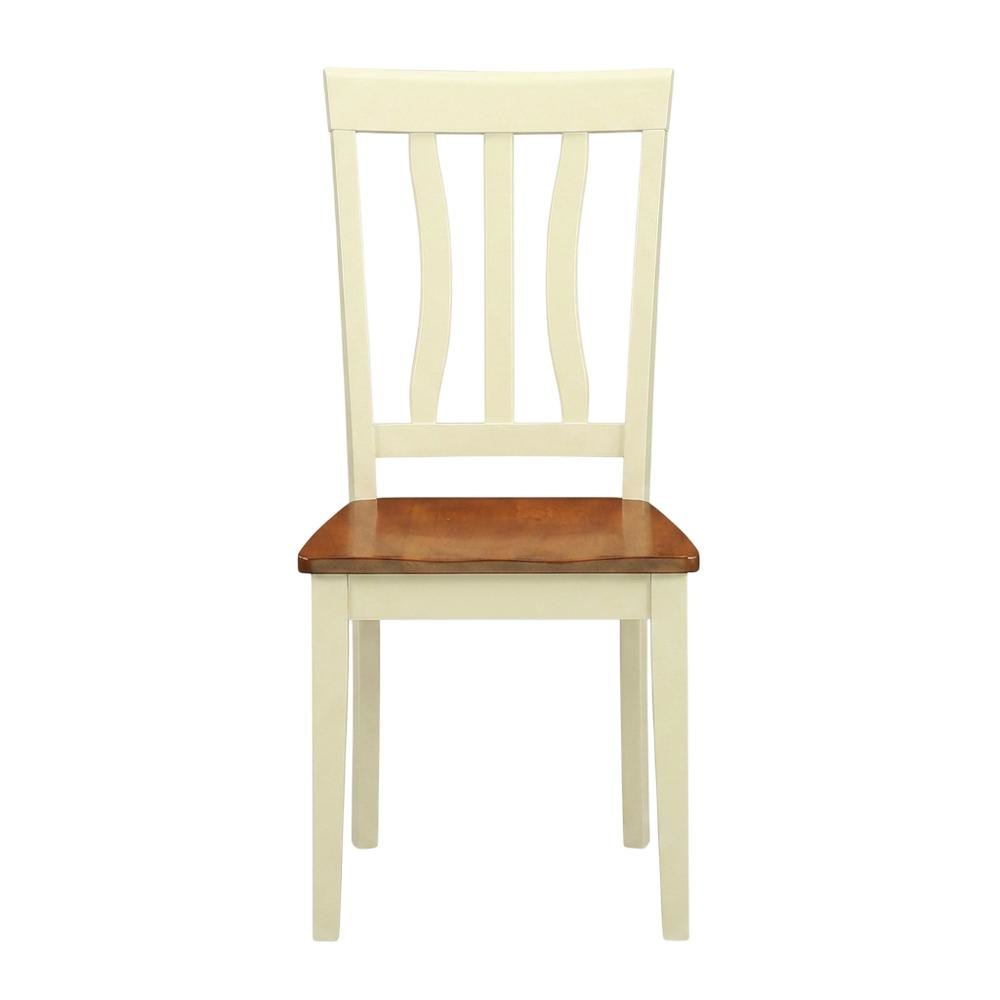 Solid Wood Antique Kitchen Dining Chairs, Buttermilk and Cherry, Set of 2