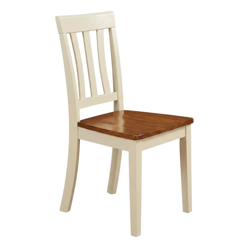 Solid Wood Antique Kitchen Dining Chairs, Buttermilk and Cherry, Set of 2