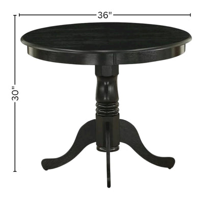 Round Dining Table, Pedestal Base, Cappuccino, Mid-Century, Solid Wood