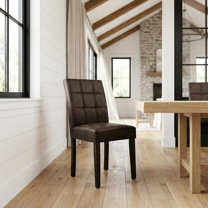 Wooden Parsons Dining Chair, Upholstered Kitchen and Dining Room Chair, Set of 2