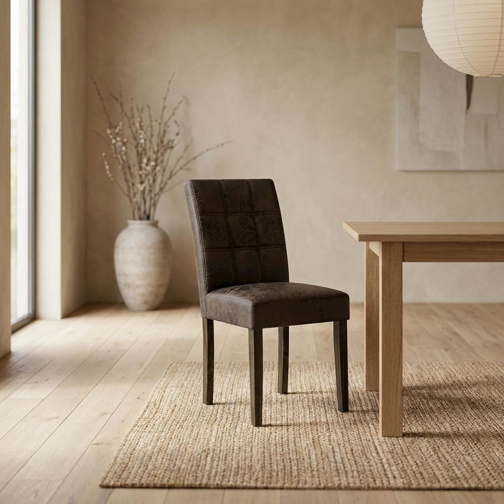 Wooden Parsons Dining Chair, Upholstered Kitchen and Dining Room Chair, Set of 2