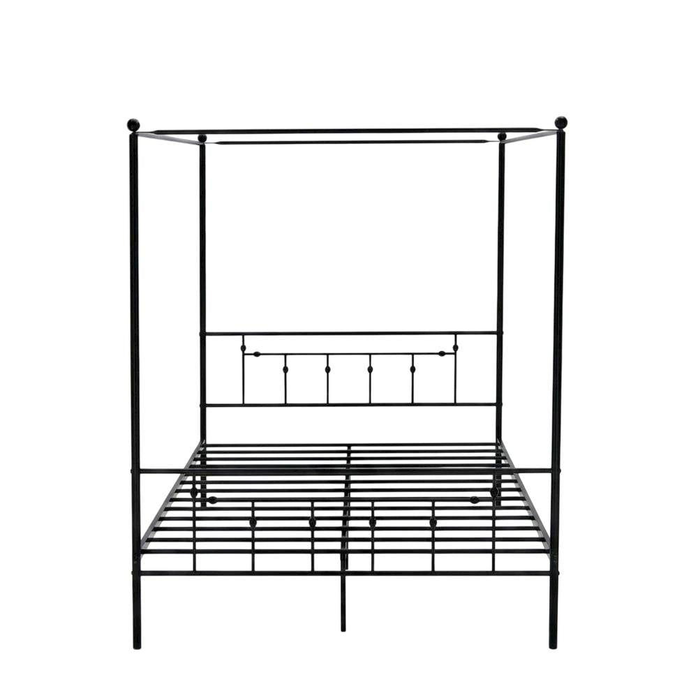 Solid Wood Canopy Bed with Metal Frame, Full Size Canopy Bed Frame