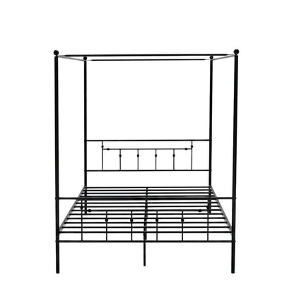 Solid Wood Canopy Bed with Metal Frame, Full Size Canopy Bed Frame