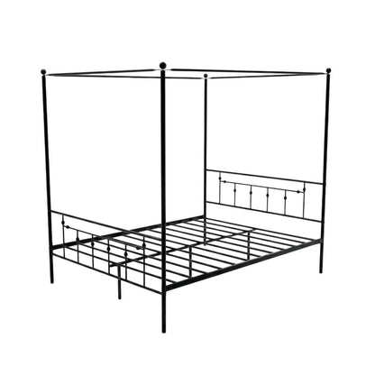 Solid Wood Canopy Bed with Metal Frame, Full Size Canopy Bed Frame