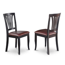 Solid Wood Traditional Dining Chair with Faux Leather Seat, Black, Set of 2