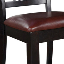 Solid Wood Traditional Dining Chair with Faux Leather Seat, Black, Set of 2