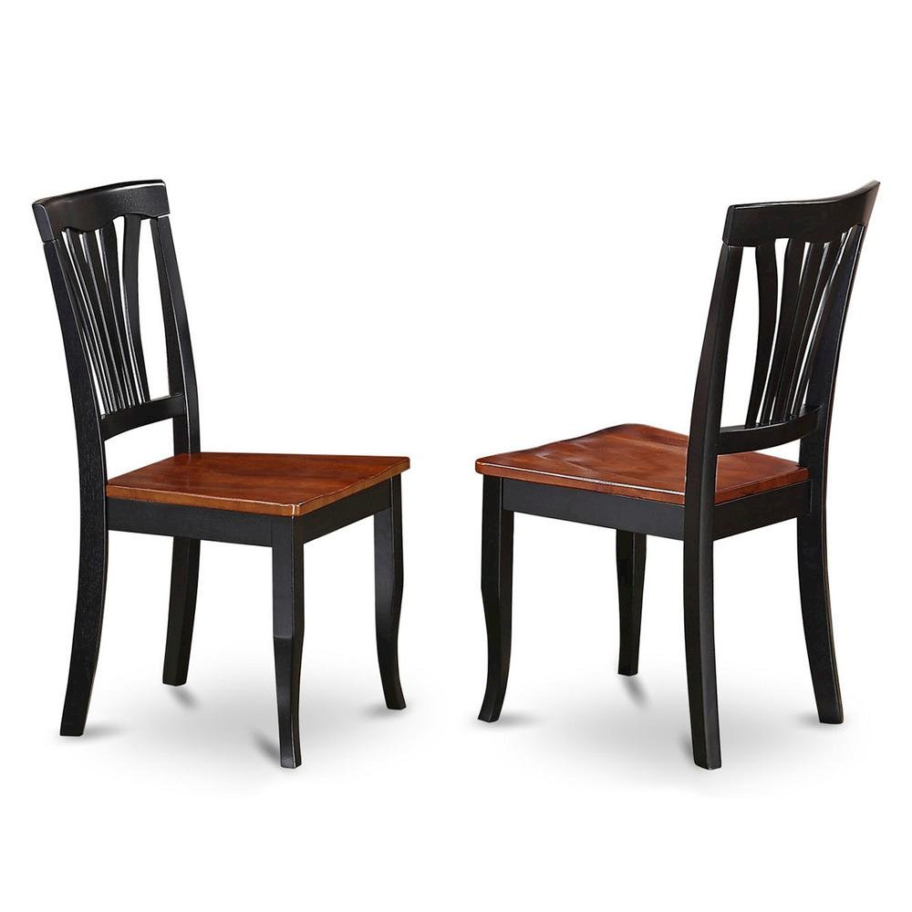 Solid Wood Traditional Dining Chair, Black & Cherry, Set of 2