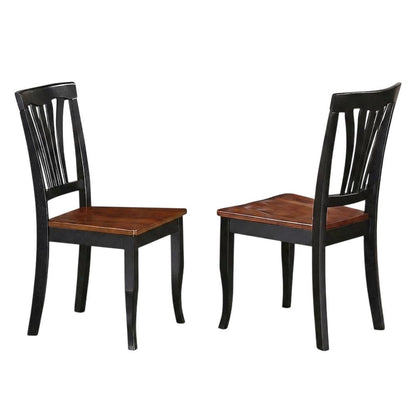 Solid Wood Traditional Dining Chair, Black & Cherry, Set of 2