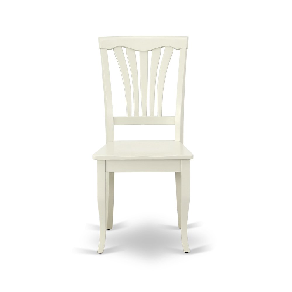 East West Furniture 3 Piece Dining Table Set Includes 1 Round Pedestal Dining Table and 2 Linen White Dinning Room Chairs with Slatted Back - Linen White Finish