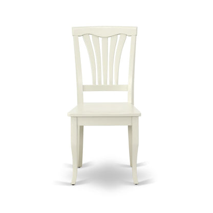 East West Furniture 3 Piece Dining Table Set Includes 1 Round Pedestal Dining Table and 2 Linen White Dinning Room Chairs with Slatted Back - Linen White Finish