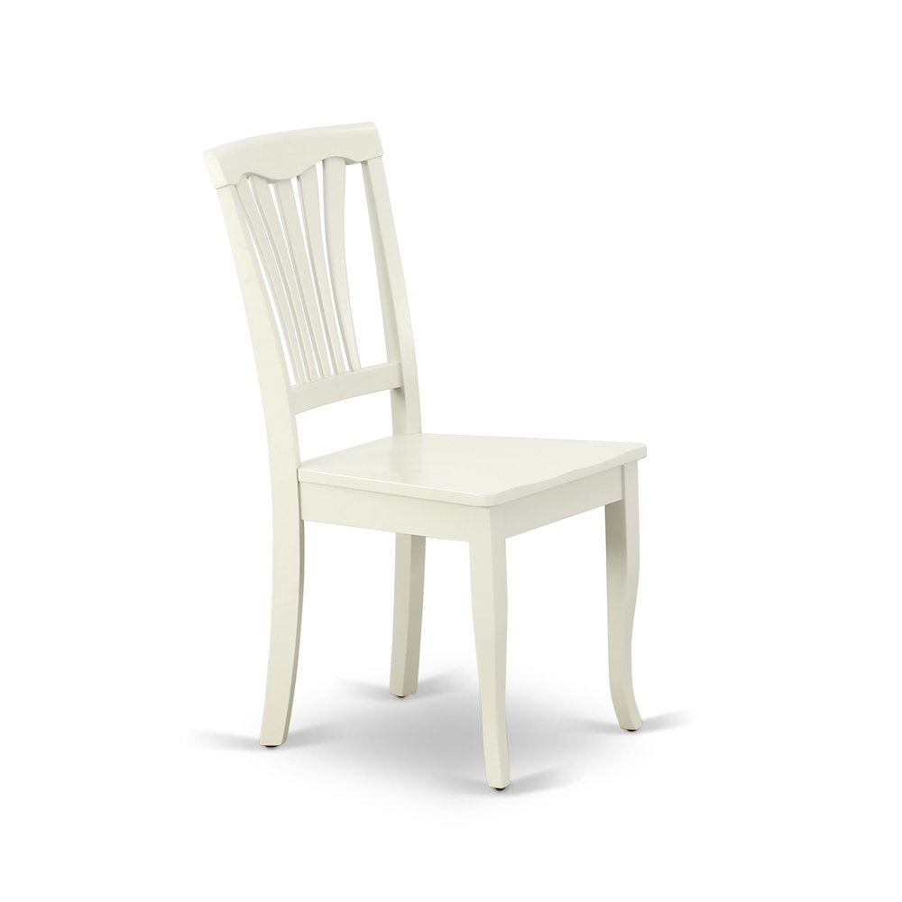 East West Furniture 3 Piece Dining Table Set Includes 1 Round Pedestal Dining Table and 2 Linen White Dinning Room Chairs with Slatted Back - Linen White Finish
