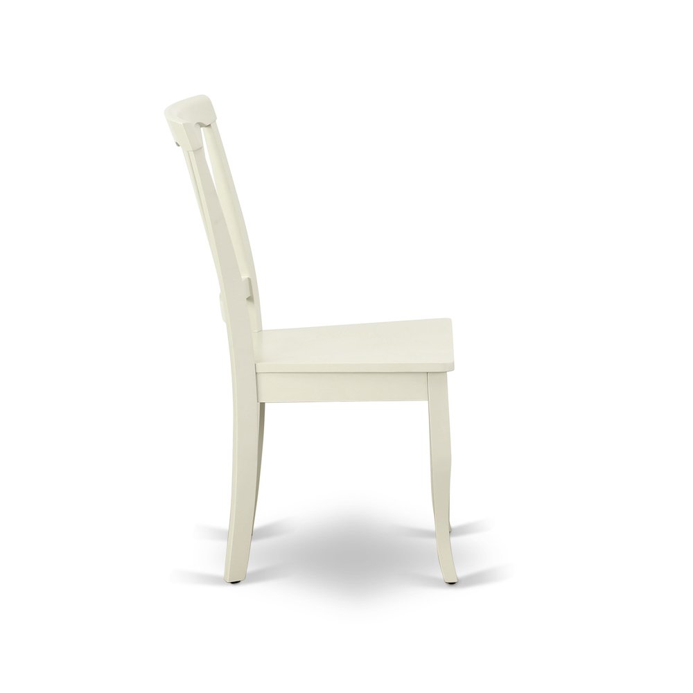 East West Furniture 3 Piece Dining Table Set Includes 1 Round Pedestal Dining Table and 2 Linen White Dinning Room Chairs with Slatted Back - Linen White Finish