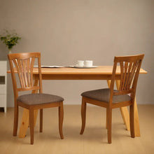 Elegant Wooden Dining Chairs – Linen Fabric Kitchen Chairs, Set of 2