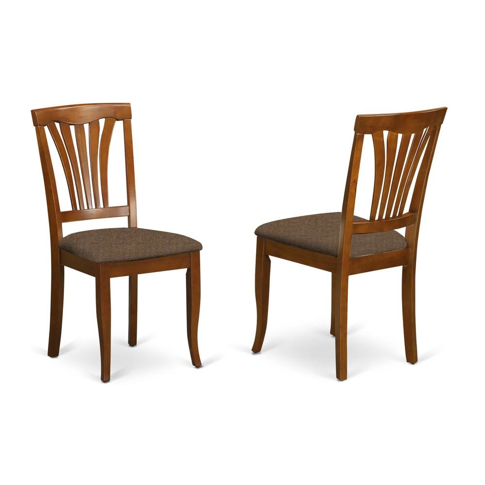 Elegant Wooden Dining Chairs – Linen Fabric Kitchen Chairs, Set of 2