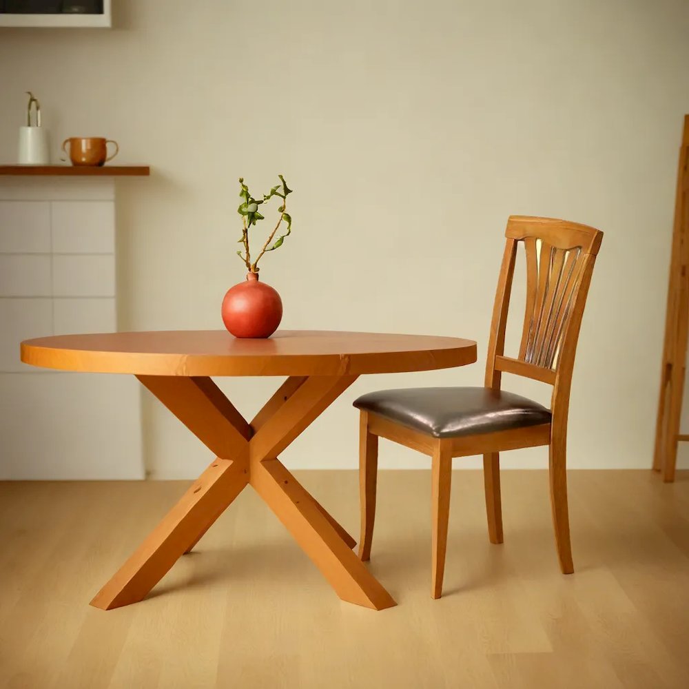 Elegant Wooden Dining Chairs – Faux Leather Kitchen Chairs, Set of 2