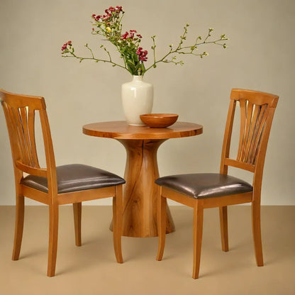 Elegant Wooden Dining Chairs – Faux Leather Kitchen Chairs, Set of 2