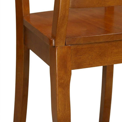 Solid Wood Traditional Dining Chair, Saddle Brown, Set of 2
