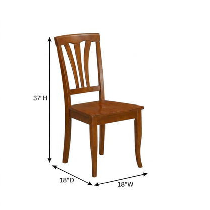 Solid Wood Traditional Dining Chair, Saddle Brown, Set of 2