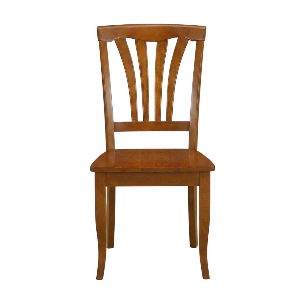 Solid Wood Traditional Dining Chair, Saddle Brown, Set of 2