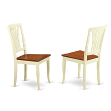 Solid Wood Dining Chairs with Wood Seat, Buttermilk and Cherry, Set of 2