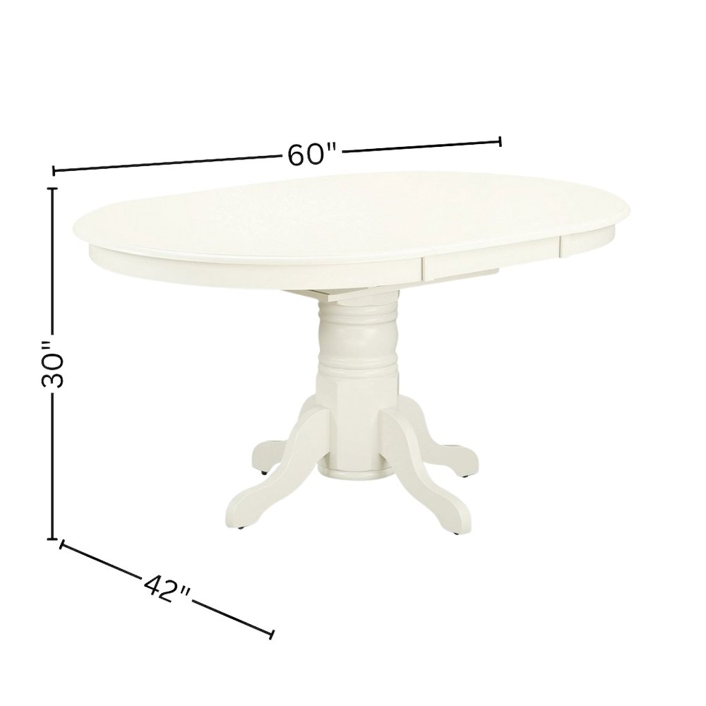 Oval Dining Table, Linen White, Butterfly Leaf, Solid Wood Pedestal