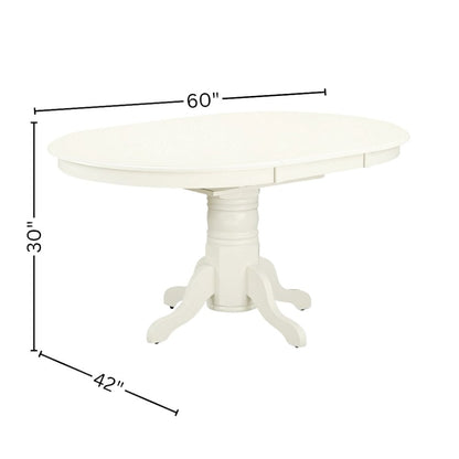 Oval Dining Table, Linen White, Butterfly Leaf, Solid Wood Pedestal