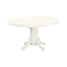 Oval Dining Table, Linen White, Butterfly Leaf, Solid Wood Pedestal