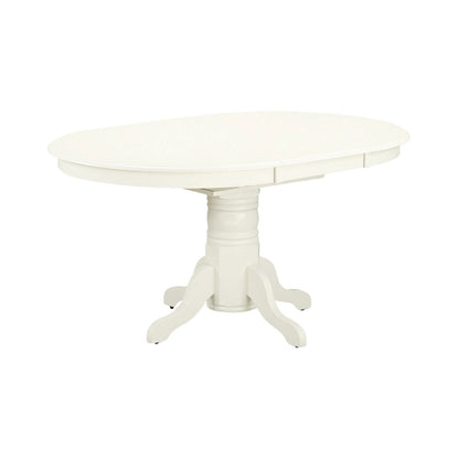 Oval Dining Table, Linen White, Butterfly Leaf, Solid Wood Pedestal