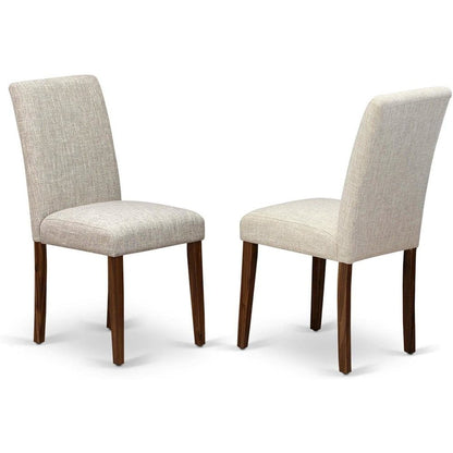 Parsons Dining Chairs, Set of 2, Doeskin Linen, High Back, Antique Walnut