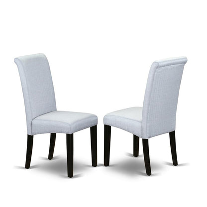 East West Furniture V696BA105-5 5-Pc Dinette Room Set - 4 Parson Dining Room Chairs and 1 Modern Rectangular Cement Dining Table with High Roll Chair Back - Wire Brushed Black Finish