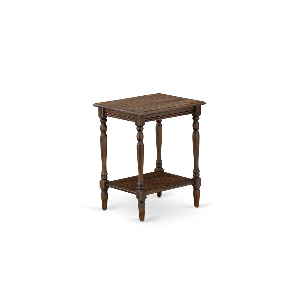 East West Furniture BF-07-ET Wood End Table with Open Storage Shelf - Modern Nightstand for Small Spaces, Stable and Sturdy Constructed - Distressed Jacobean Finish