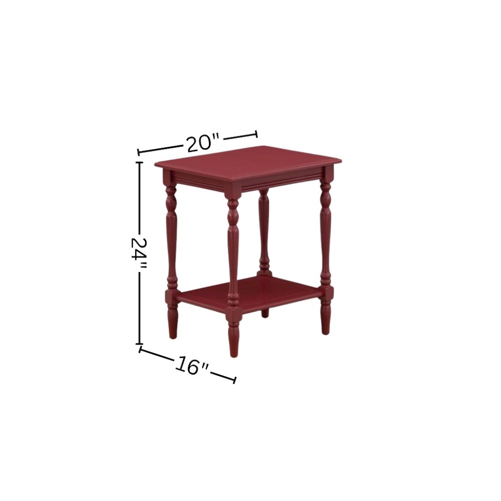Modern End Table, Burgundy Finish, Open Shelf, Nightstand, Wood