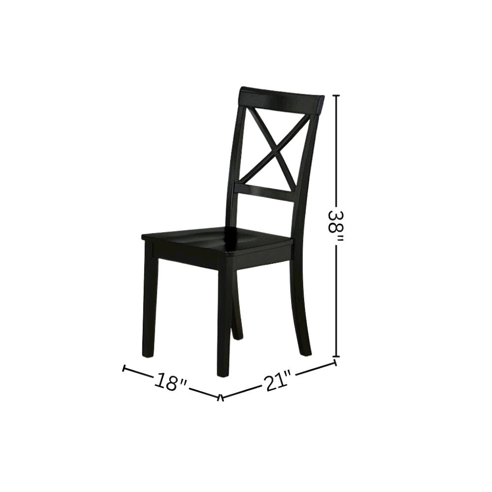 Black Dining Chair, Wooden Seat, X-Back, Set of 2, Wooden