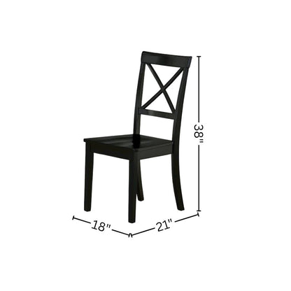 Black Dining Chair, Wooden Seat, X-Back, Set of 2, Wooden
