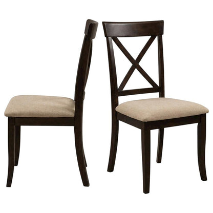 Solid Wood X-Back Dining Chair with Microfiber Upholstered Seat for Dining Room, Set of 2