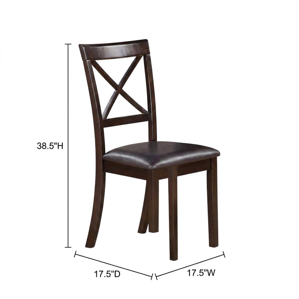 Solid Wood X-Back Dining Chair with Faux Leather Upholstered Seat, Set of 2