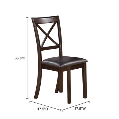 Solid Wood X-Back Dining Chair with Faux Leather Upholstered Seat, Set of 2