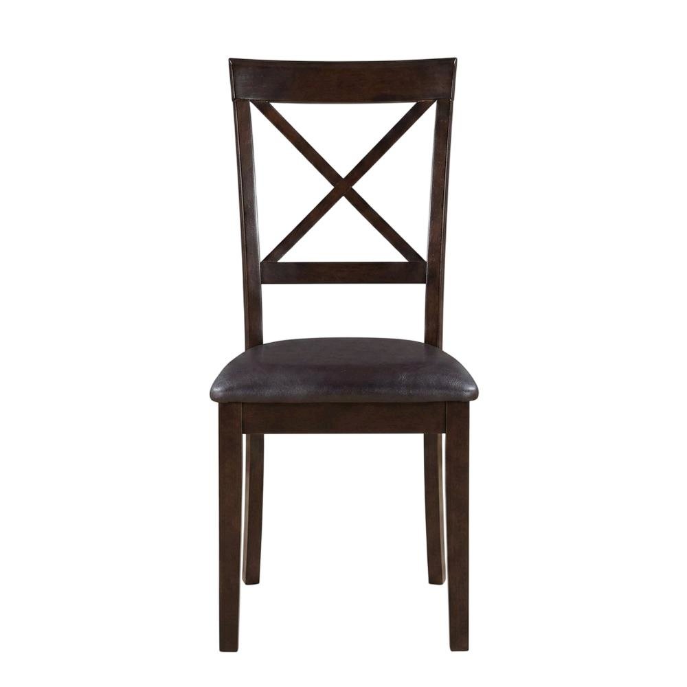 Solid Wood X-Back Dining Chair with Faux Leather Upholstered Seat, Set of 2