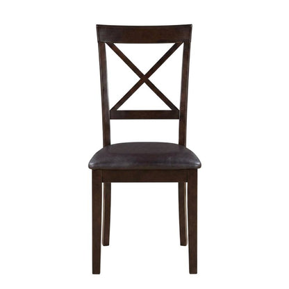 Solid Wood X-Back Dining Chair with Faux Leather Upholstered Seat, Set of 2