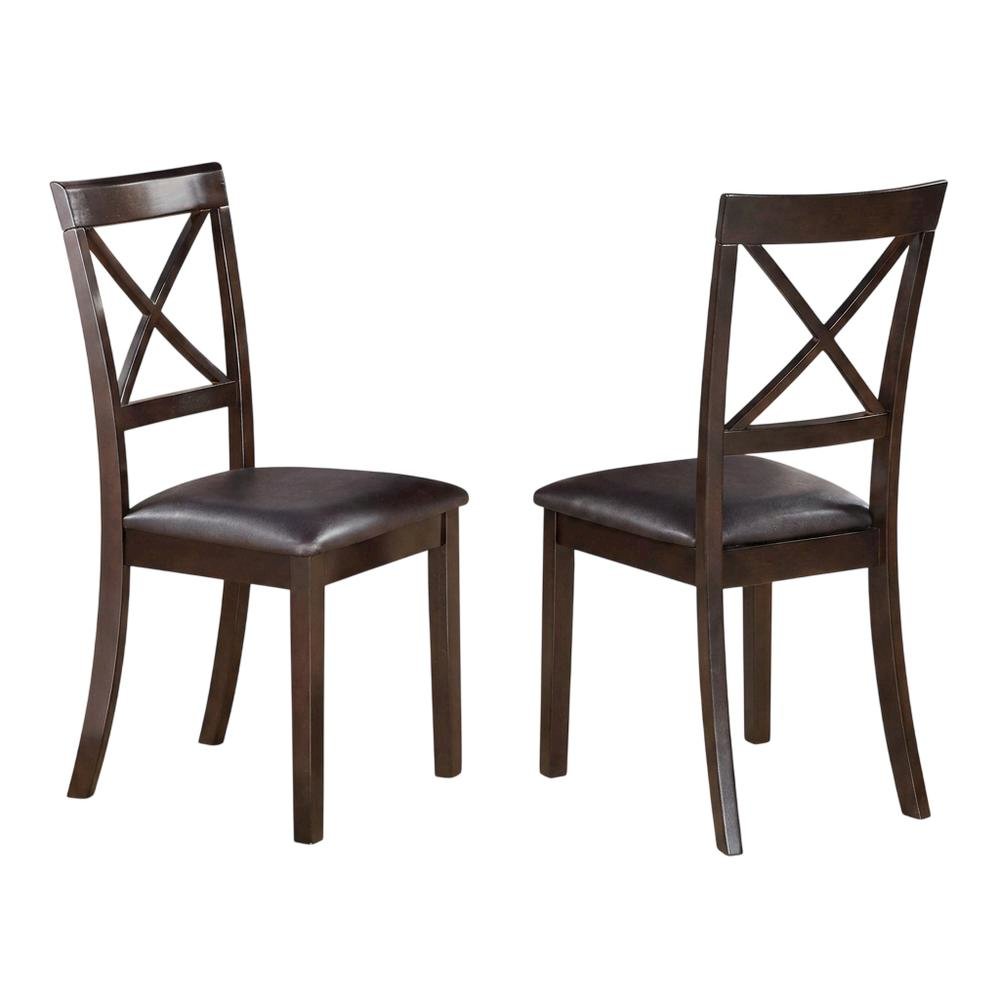 Solid Wood X-Back Dining Chair with Faux Leather Upholstered Seat, Set of 2