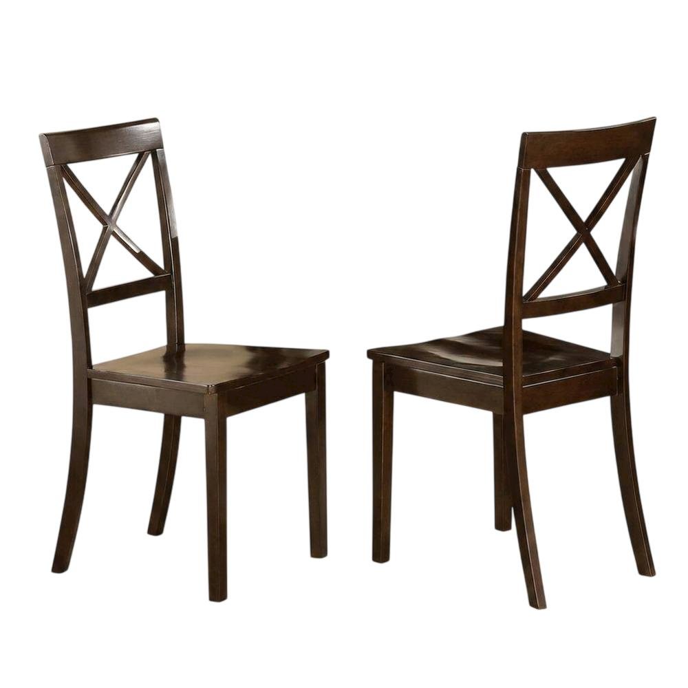 Solid Wood X-Back Dining Chairs with Wood Seat for Dining Room, Set of 2