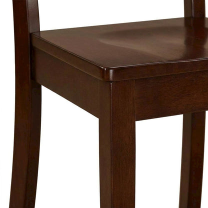 Linen-Upholstered Dining Chair with Solid Wood Legs for Dining Room, Mahogany, Set of 2