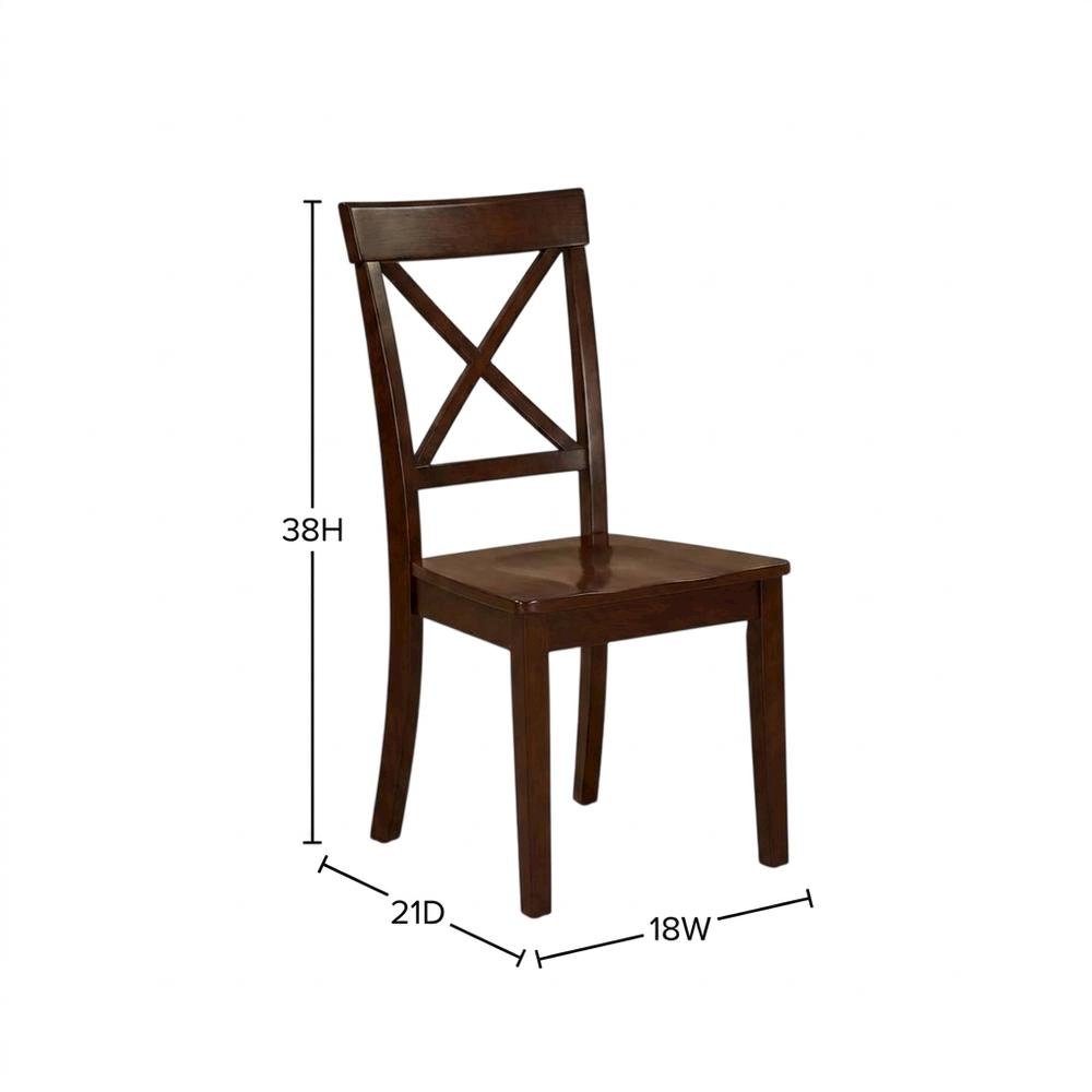 Linen-Upholstered Dining Chair with Solid Wood Legs for Dining Room, Mahogany, Set of 2