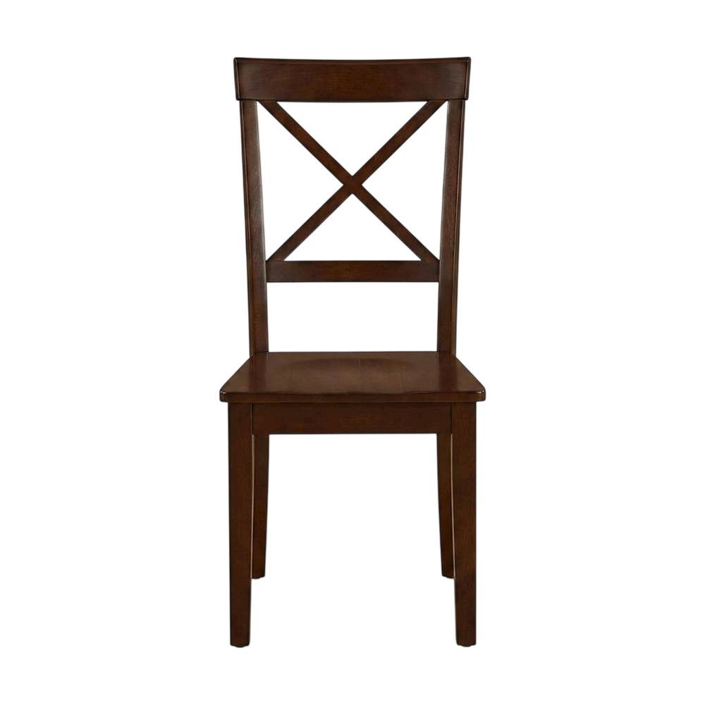 Linen-Upholstered Dining Chair with Solid Wood Legs for Dining Room, Mahogany, Set of 2