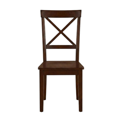 Linen-Upholstered Dining Chair with Solid Wood Legs for Dining Room, Mahogany, Set of 2