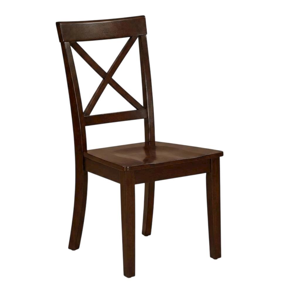 Linen-Upholstered Dining Chair with Solid Wood Legs for Dining Room, Mahogany, Set of 2