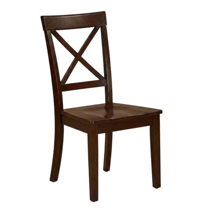 Linen-Upholstered Dining Chair with Solid Wood Legs for Dining Room, Mahogany, Set of 2