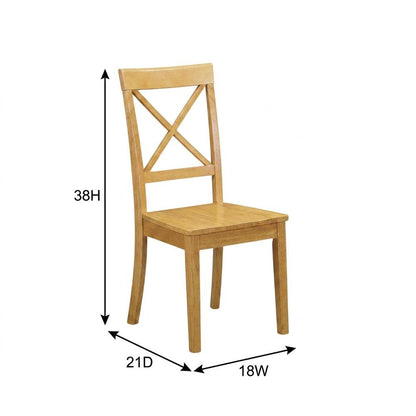 Dining Chair with High Back for Kitchen and Dining Room Table, Oak, Set of 2