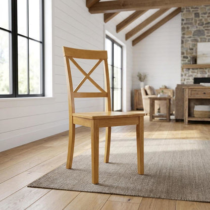 Dining Chair with High Back for Kitchen and Dining Room Table, Oak, Set of 2